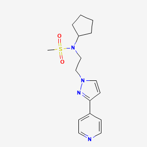 molecular formula C16H22N4O2S B2471716 N-cyclopentyl-N-(2-(3-(pyridin-4-yl)-1H-pyrazol-1-yl)ethyl)methanesulfonamide CAS No. 2034608-05-2