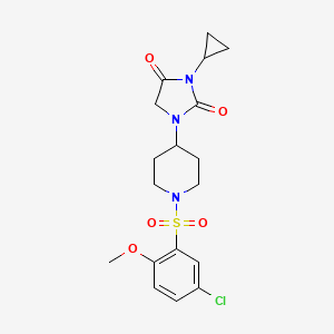 molecular formula C18H22ClN3O5S B2471717 1-[1-(5-Chloro-2-methoxybenzenesulfonyl)piperidin-4-yl]-3-cyclopropylimidazolidine-2,4-dione CAS No. 2097857-56-0