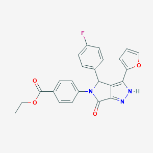 ethyl 4-(4-(4-fluorophenyl)-3-(2-furyl)-6-oxo-4,6-dihydropyrrolo[3,4-c]pyrazol-5(1H)-yl)benzoate