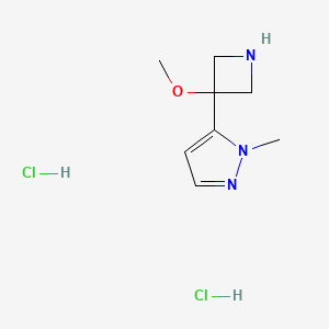 molecular formula C8H15Cl2N3O B2471731 5-(3-methoxyazetidin-3-yl)-1-methyl-1H-pyrazole dihydrochloride CAS No. 2094488-45-4