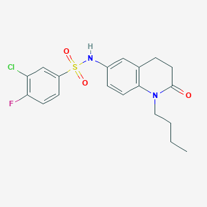 N-(1-butyl-2-oxo-1,2,3,4-tetrahydroquinolin-6-yl)-3-chloro-4-fluorobenzene-1-sulfonamide