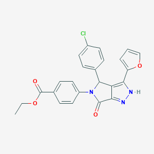 ethyl 4-(4-(4-chlorophenyl)-3-(2-furyl)-6-oxo-4,6-dihydropyrrolo[3,4-c]pyrazol-5(1H)-yl)benzoate