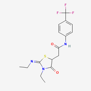2-[(2Z)-3-ethyl-2-(ethylimino)-4-oxo-1,3-thiazolidin-5-yl]-N-[4-(trifluoromethyl)phenyl]acetamide