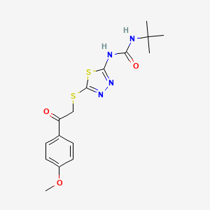 molecular formula C16H20N4O3S2 B2471783 1-Tert-butyl-3-[5-[2-(4-methoxyphenyl)-2-oxoethyl]sulfanyl-1,3,4-thiadiazol-2-yl]urea CAS No. 898436-87-8