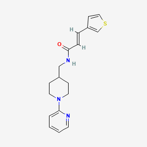 molecular formula C18H21N3OS B2471792 （E）-N-((1-(吡啶-2-基)哌啶-4-基)甲基)-3-(噻吩-3-基)丙烯酰胺 CAS No. 1331594-29-6