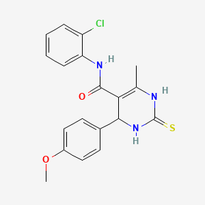 molecular formula C19H18ClN3O2S B2471794 N-(2-chlorophenyl)-4-(4-methoxyphenyl)-6-methyl-2-thioxo-1,2,3,4-tetrahydropyrimidine-5-carboxamide CAS No. 423153-89-3
