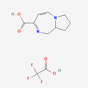 molecular formula C11H13F3N2O4 B2471796 7,8,9,9a-Tetrahydro-1H-pyrrolo[1,2-a][1,4]diazepine-3-carboxylic acid;2,2,2-trifluoroacetic acid CAS No. 2413885-79-5