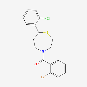 molecular formula C18H17BrClNOS B2471803 (2-Bromophenyl)(7-(2-chlorophenyl)-1,4-thiazepan-4-yl)methanone CAS No. 1797205-30-1