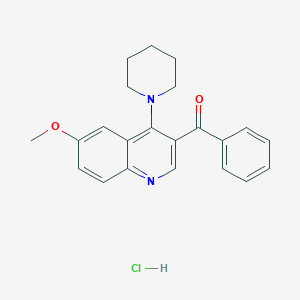 molecular formula C22H23ClN2O2 B2471806 3-Benzoyl-6-methoxy-4-(piperidin-1-yl)quinoline hydrochloride CAS No. 2097902-46-8