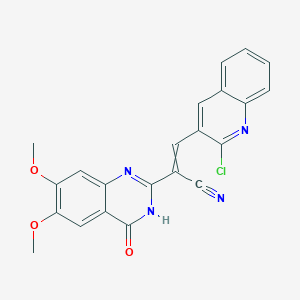 3-(2-Chloroquinolin-3-yl)-2-(6,7-dimethoxy-4-oxo-3,4-dihydroquinazolin-2-yl)prop-2-enenitrile
