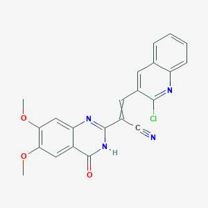 molecular formula C22H15ClN4O3 B2471811 3-(2-氯喹啉-3-基)-2-(6,7-二甲氧基-4-氧代-3,4-二氢喹唑啉-2-基)丙-2-烯腈 CAS No. 380391-72-0