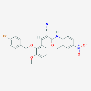 (Z)-3-[2-[(4-Bromophenyl)methoxy]-3-methoxyphenyl]-2-cyano-N-(2-methyl-4-nitrophenyl)prop-2-enamide
