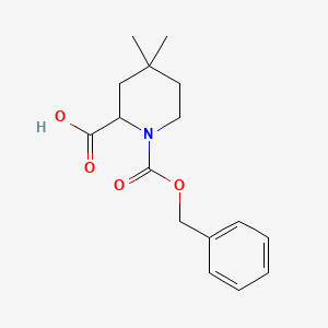 molecular formula C16H21NO4 B2471816 4,4-Dimethyl-1-phenylmethoxycarbonylpiperidine-2-carboxylic acid CAS No. 1817860-52-8