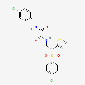 molecular formula C21H18Cl2N2O4S2 B2471826 N-(4-氯苄基)-N'-[2-[(4-氯苯基)磺酰基]-2-(2-噻吩基)乙基]乙二酰胺 CAS No. 896318-56-2