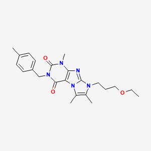 molecular formula C23H29N5O3 B2471832 6-(3-Ethoxypropyl)-4,7,8-trimethyl-2-[(4-methylphenyl)methyl]purino[7,8-a]imidazole-1,3-dione CAS No. 878422-72-1