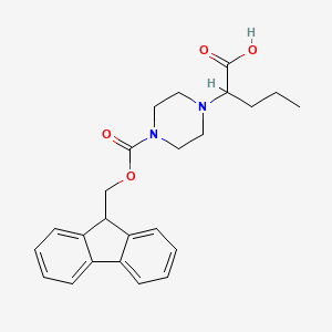 molecular formula C24H28N2O4 B2471834 2-(4-{[(9H-fluoren-9-yl)methoxy]carbonyl}piperazin-1-yl)pentanoic acid CAS No. 2137458-63-8