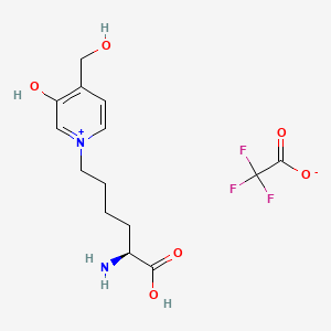 molecular formula C14H19F3N2O6 B2471836 (2S)-2-Amino-6-[3-hydroxy-4-(hydroxymethyl)pyridin-1-ium-1-yl]hexanoic acid;2,2,2-trifluoroacetate CAS No. 526211-14-3