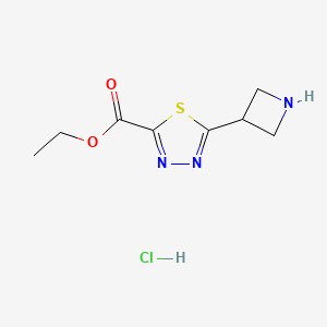 molecular formula C8H12ClN3O2S B2471838 5-(氮杂环丙基)-1,3,4-噻二唑-2-羧酸乙酯;盐酸盐 CAS No. 2408958-70-1
