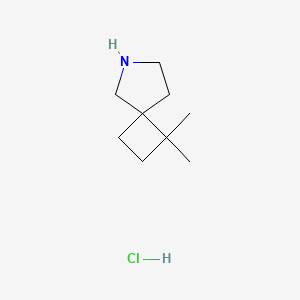 molecular formula C9H18ClN B2471845 3,3-二甲基-6-氮杂螺[3.4]辛烷；盐酸盐 CAS No. 2375270-64-5