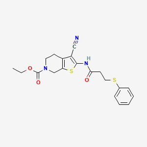 ethyl 3-cyano-2-(3-(phenylthio)propanamido)-4,5-dihydrothieno[2,3-c]pyridine-6(7H)-carboxylate