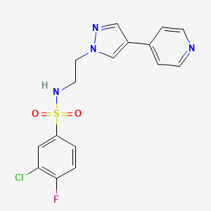 3-chloro-4-fluoro-N-{2-[4-(pyridin-4-yl)-1H-pyrazol-1-yl]ethyl}benzene-1-sulfonamide