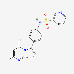 molecular formula C18H14N4O3S2 B2471849 N-(4-(7-methyl-5-oxo-5H-thiazolo[3,2-a]pyrimidin-3-yl)phenyl)pyridine-3-sulfonamide CAS No. 1172945-06-0