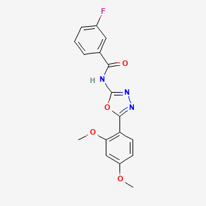 molecular formula C17H14FN3O4 B2471850 N-(5-(2,4-二甲氧基苯基)-1,3,4-恶二唑-2-基)-3-氟苯甲酰胺 CAS No. 941937-60-6
