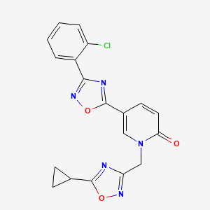 molecular formula C19H14ClN5O3 B2471853 5-(3-(2-氯苯基)-1,2,4-恶二唑-5-基)-1-((5-环丙基-1,2,4-恶二唑-3-基)甲基)吡啶-2(1H)-酮 CAS No. 1396868-26-0