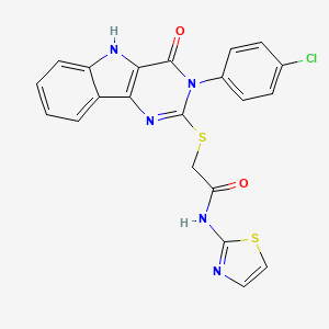 2-((3-(4-chlorophenyl)-4-oxo-4,5-dihydro-3H-pyrimido[5,4-b]indol-2-yl)thio)-N-(thiazol-2-yl)acetamide