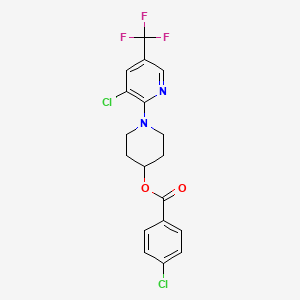 molecular formula C18H15Cl2F3N2O2 B2471860 1-[3-氯-5-(三氟甲基)-2-吡啶基]-4-哌啶基 4-氯苯甲酸酯 CAS No. 321430-27-7