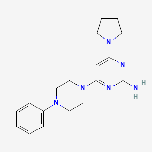 molecular formula C18H24N6 B2471861 4-(4-苯基哌嗪)-6-(1-吡咯烷基)-2-嘧啶胺 CAS No. 339017-93-5