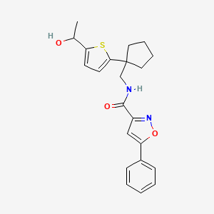 N-((1-(5-(1-hydroxyethyl)thiophen-2-yl)cyclopentyl)methyl)-5-phenylisoxazole-3-carboxamide