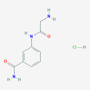 molecular formula C9H12ClN3O2 B2471872 3-[(2-Aminoacetyl)amino]benzamide;hydrochloride CAS No. 2305256-04-4