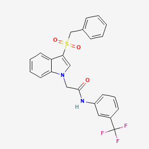 molecular formula C24H19F3N2O3S B2471873 2-(3-(benzylsulfonyl)-1H-indol-1-yl)-N-(3-(trifluoromethyl)phenyl)acetamide CAS No. 878060-54-9