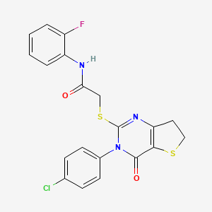 molecular formula C20H15ClFN3O2S2 B2471881 2-((3-(4-氯苯基)-4-氧代-3,4,6,7-四氢噻吩[3,2-d]嘧啶-2-基)硫代)-N-(2-氟苯基)乙酰胺 CAS No. 687563-40-2