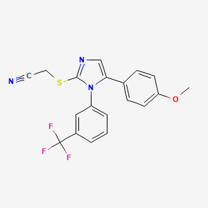 molecular formula C19H14F3N3OS B2471894 2-((5-(4-methoxyphenyl)-1-(3-(trifluoromethyl)phenyl)-1H-imidazol-2-yl)thio)acetonitrile CAS No. 1226444-13-8