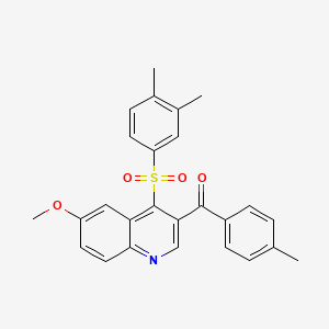 (4-((3,4-Dimethylphenyl)sulfonyl)-6-methoxyquinolin-3-yl)(p-tolyl)methanone