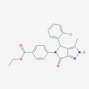 molecular formula C21H18ClN3O3 B247191 ethyl 4-(4-(2-chlorophenyl)-3-methyl-6-oxo-4,6-dihydropyrrolo[3,4-c]pyrazol-5(1H)-yl)benzoate 