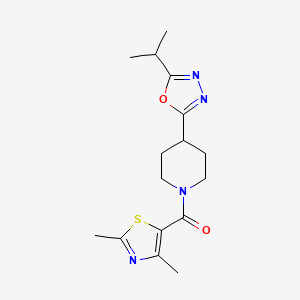 molecular formula C16H22N4O2S B2471941 (2,4-Dimethylthiazol-5-yl)(4-(5-isopropyl-1,3,4-oxadiazol-2-yl)piperidin-1-yl)methanone CAS No. 1209727-56-9