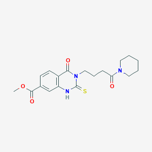 Methyl 4-oxo-3-(4-oxo-4-(piperidin-1-yl)butyl)-2-thioxo-1,2,3,4-tetrahydroquinazoline-7-carboxylate