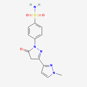 molecular formula C13H13N5O3S B2471962 4-[3-(1-甲基吡唑-3-基)-5-氧代-2-吡唑啉基]苯磺酰胺 CAS No. 1005628-92-1