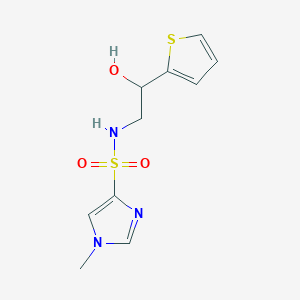 molecular formula C10H13N3O3S2 B2471970 N-(2-hydroxy-2-(thiophen-2-yl)ethyl)-1-methyl-1H-imidazole-4-sulfonamide CAS No. 1448077-24-4