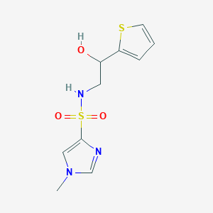 molecular formula C10H13N3O3S2 B2471970 N-(2-羟基-2-(噻吩-2-基)乙基)-1-甲基-1H-咪唑-4-磺酰胺 CAS No. 1448077-24-4