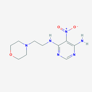 molecular formula C10H16N6O3 B2471972 4-N-(2-morpholin-4-ylethyl)-5-nitropyrimidine-4,6-diamine CAS No. 450344-98-6