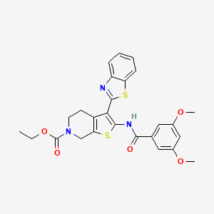 molecular formula C26H25N3O5S2 B2471974 ethyl 3-(benzo[d]thiazol-2-yl)-2-(3,5-dimethoxybenzamido)-4,5-dihydrothieno[2,3-c]pyridine-6(7H)-carboxylate CAS No. 864927-28-6