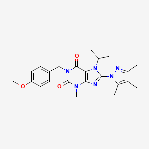 molecular formula C23H28N6O3 B2471982 7-isopropyl-1-(4-methoxybenzyl)-3-methyl-8-(3,4,5-trimethyl-1H-pyrazol-1-yl)-1H-purine-2,6(3H,7H)-dione CAS No. 1207044-62-9
