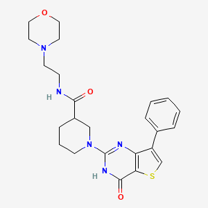 molecular formula C24H29N5O3S B2471985 N-(2-morpholinoethyl)-1-(4-oxo-7-phenyl-3,4-dihydrothieno[3,2-d]pyrimidin-2-yl)piperidine-3-carboxamide CAS No. 1242864-59-0