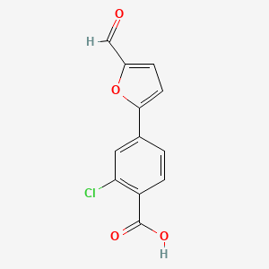 molecular formula C12H7ClO4 B2471990 2-Chloro-4-(5-formylfuran-2-yl)benzoic acid CAS No. 445405-01-6