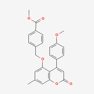 molecular formula C26H22O6 B2471999 methyl 4-({[4-(4-methoxyphenyl)-7-methyl-2-oxo-2H-chromen-5-yl]oxy}methyl)benzoate CAS No. 500204-38-6