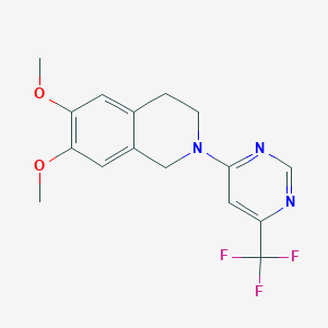 molecular formula C16H16F3N3O2 B2472017 6,7-Dimethoxy-2-(6-(trifluoromethyl)pyrimidin-4-yl)-1,2,3,4-tetrahydroisoquinoline CAS No. 2320379-20-0